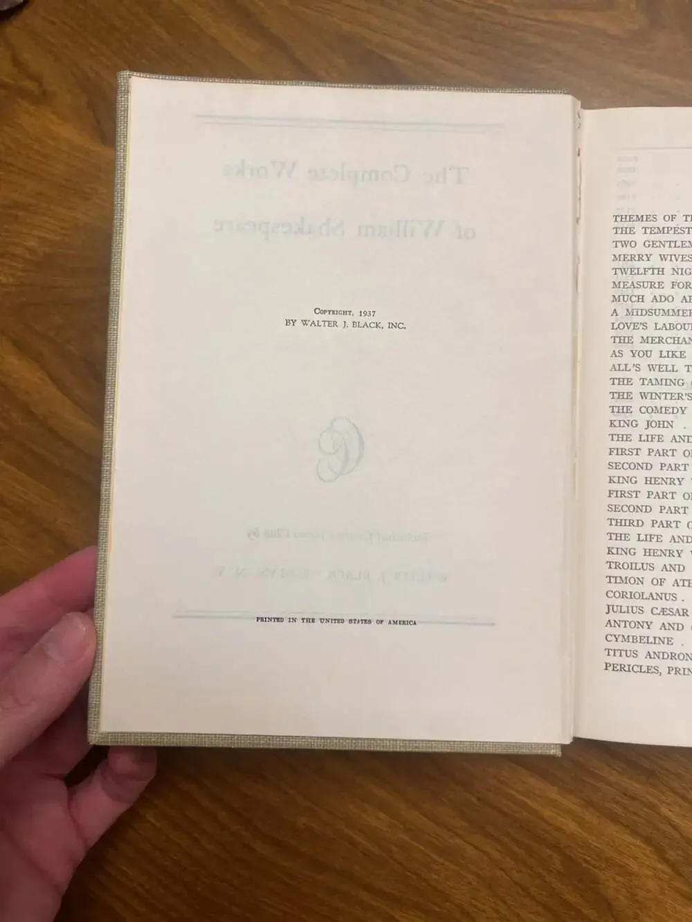 The Complete Works of William Shakespeare Classics Club Hardcover Edition